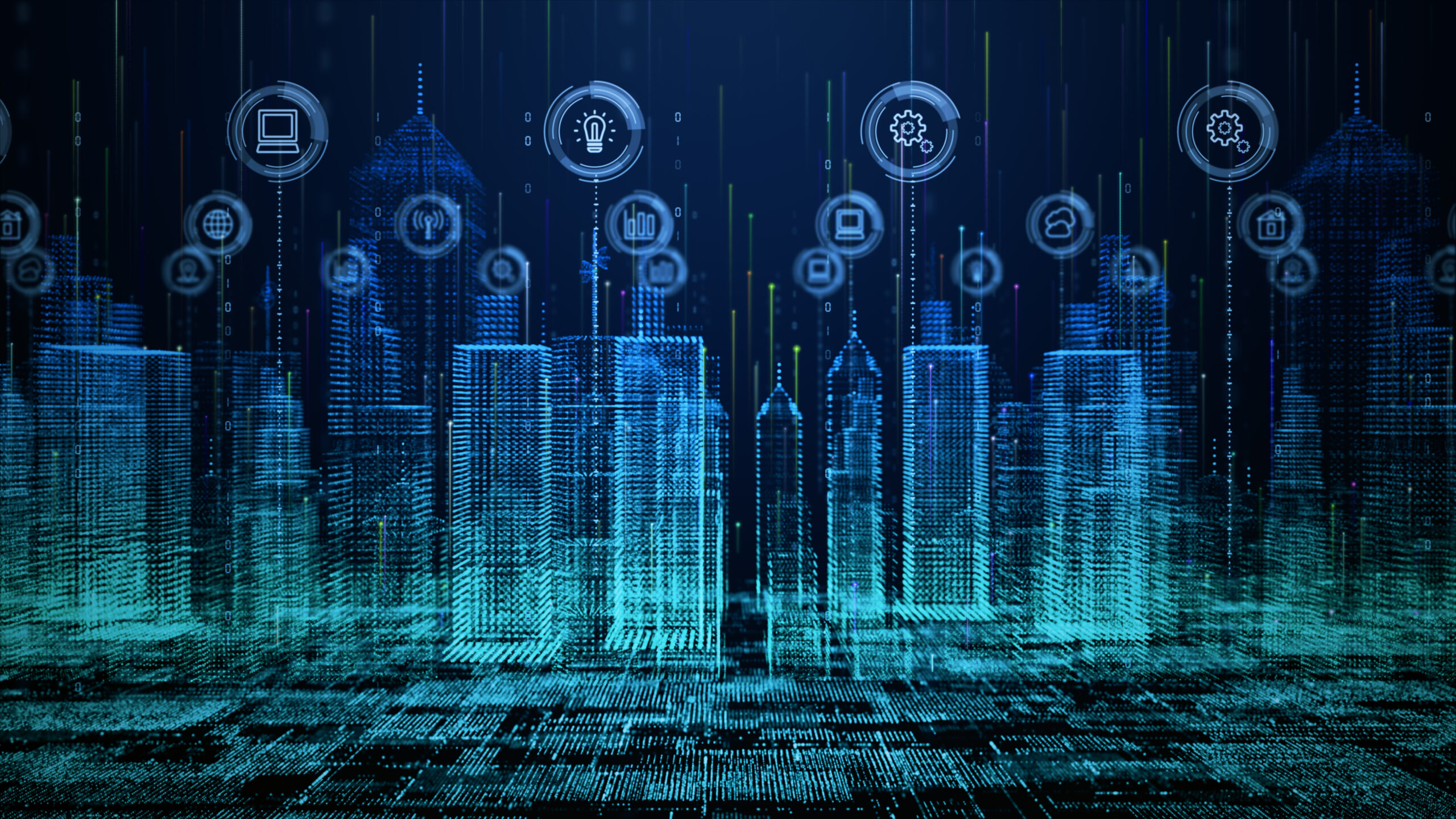 Smart city with technology network connecting. Internet of thing